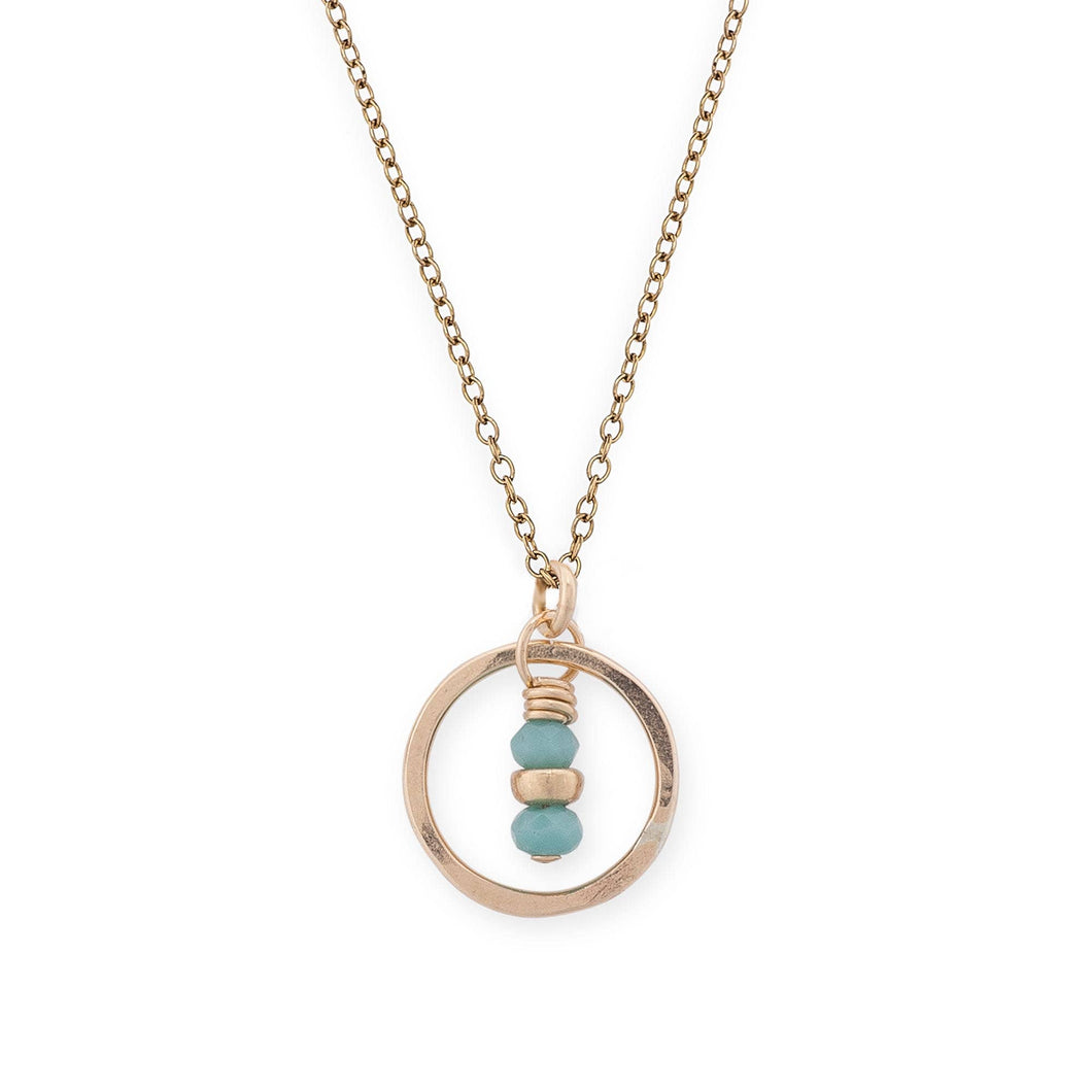 Freshie & Zero - Seedling Tiny Gold Circle Necklace with Turquoise Crystals