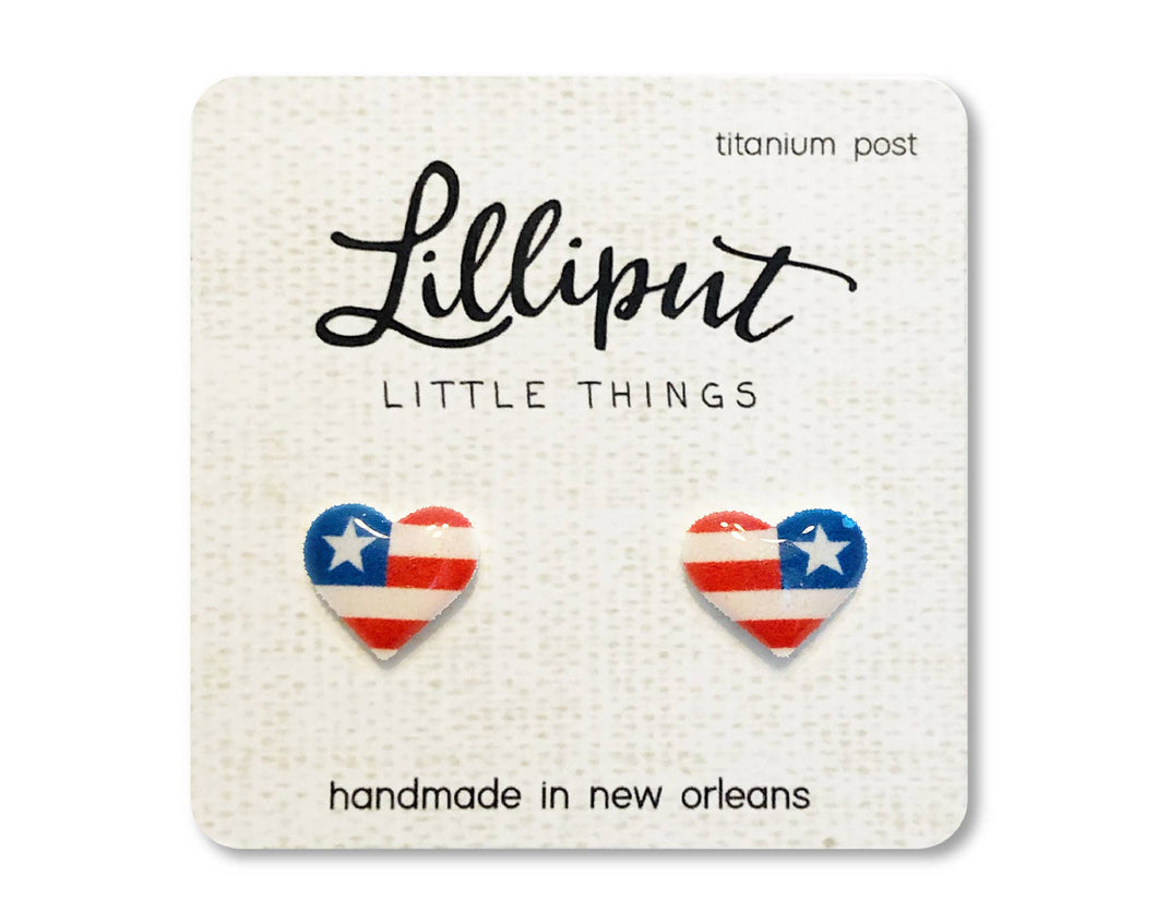 American Flag Heart Earrings