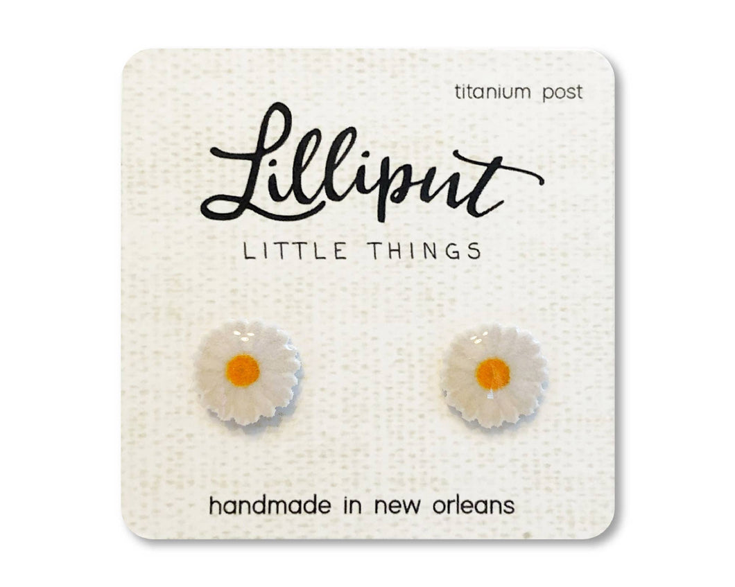 White Daisy Earrings