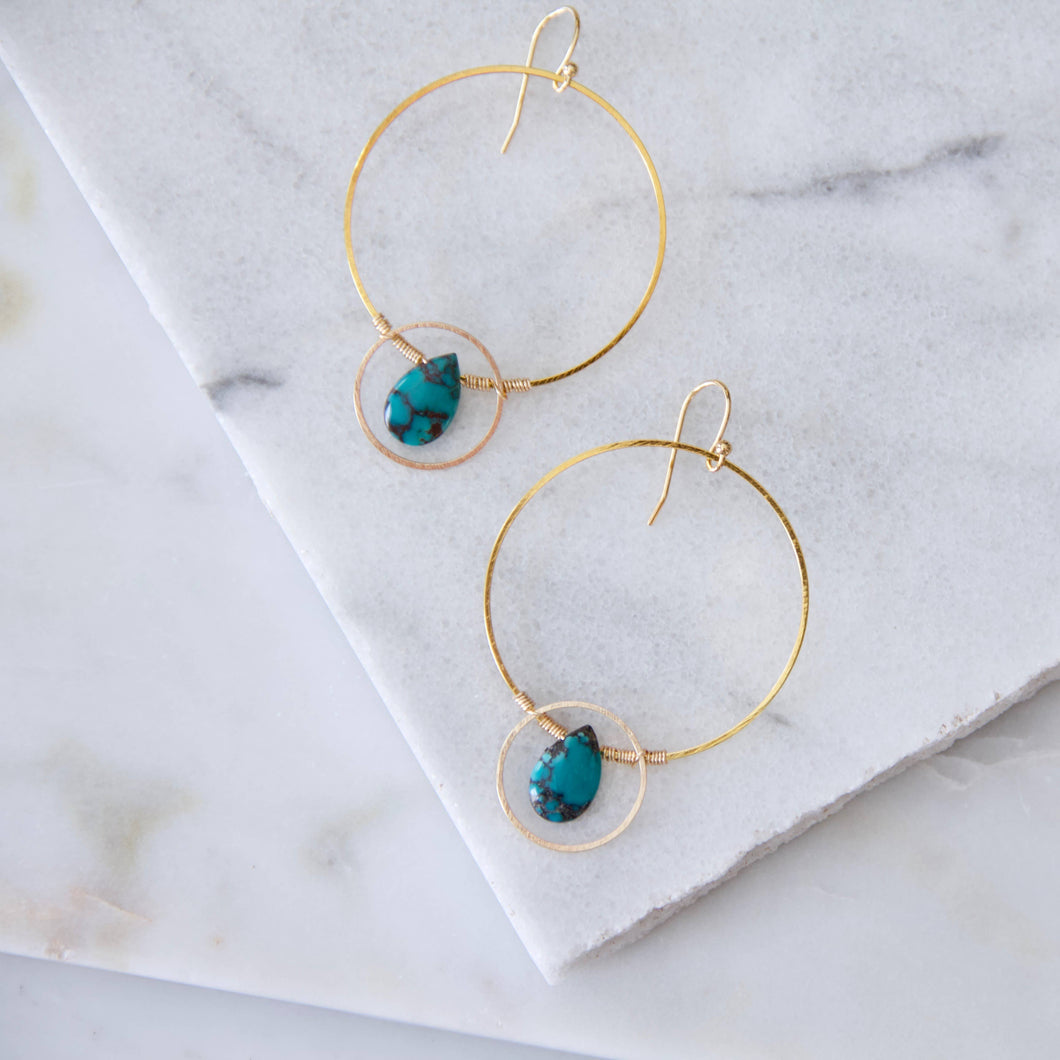Turquoise Eclipse Hoop Earrings