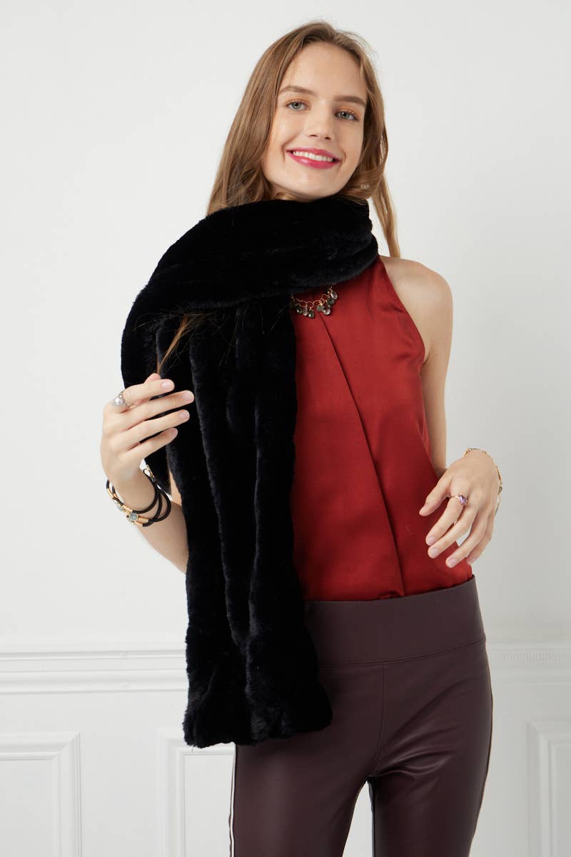 Faux Fur Black Scarf