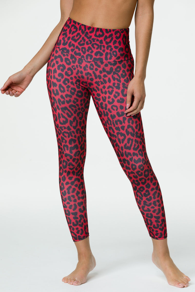 High-Waisted Red Leopard-Print Pocket Legging - City Contour