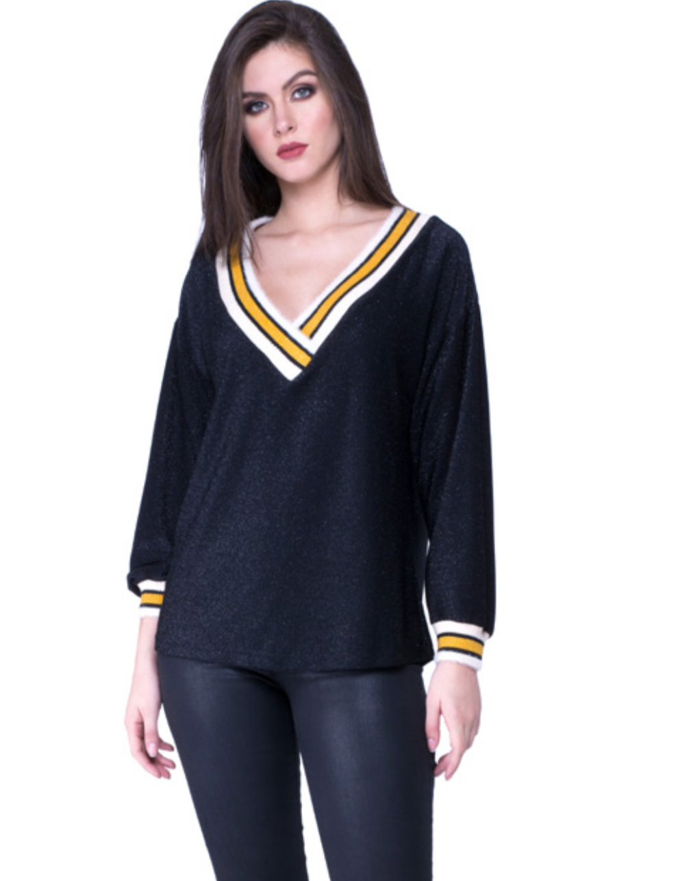 Varsity Sweater Sparkle Top